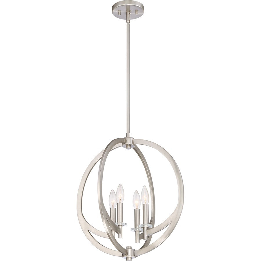 Quoizel Lighting Orion 4 Light Pendant, Brushed Nickel