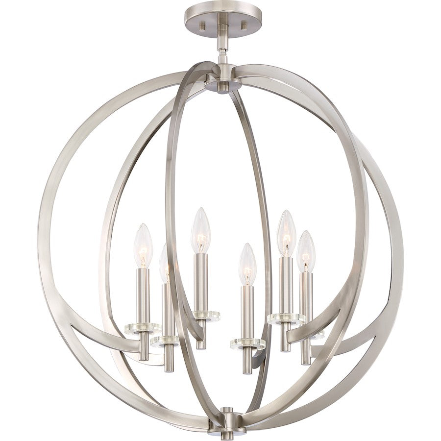 Quoizel Lighting Orion 6 Light Pendant, Brushed Nickel