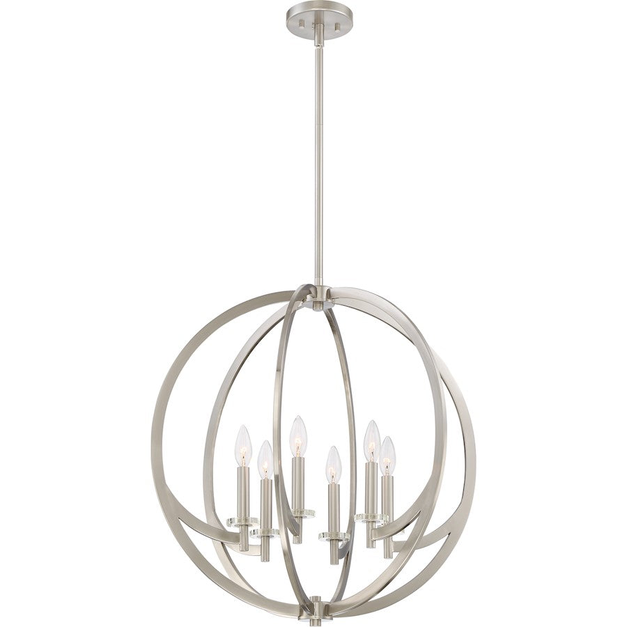 Quoizel Lighting Orion 6 Light Pendant, Brushed Nickel