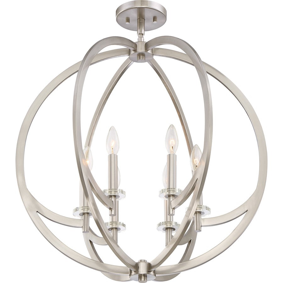Quoizel Lighting Orion 6 Light Pendant, Brushed Nickel