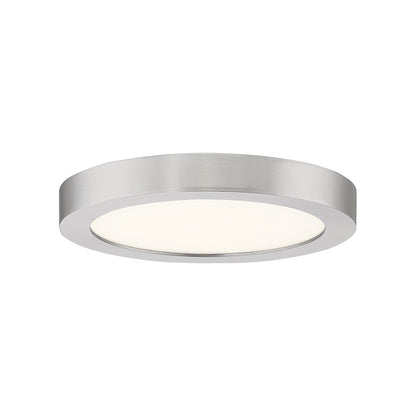Quoizel Outskirts 8in LED Flush Mount | Contemporary Brushed Nickel Aluminum and White Acrylic | Hallway & Entryway Ceiling Light | Model OST1708BN