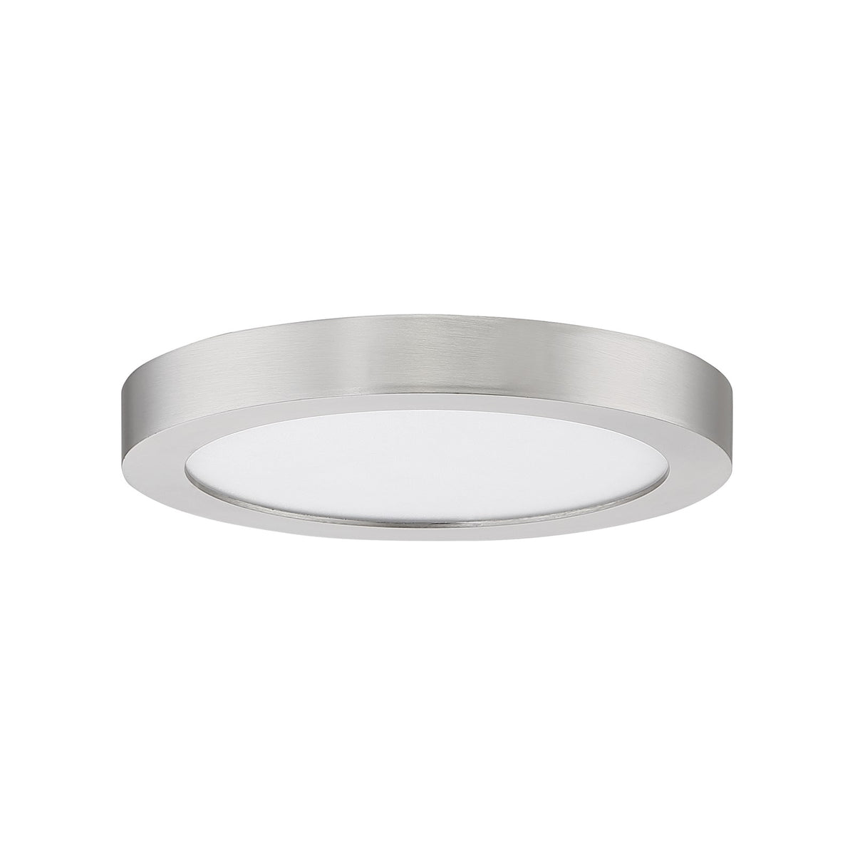 Quoizel Outskirts 8in LED Flush Mount | Contemporary Brushed Nickel Aluminum and White Acrylic | Hallway & Entryway Ceiling Light | Model OST1708BN