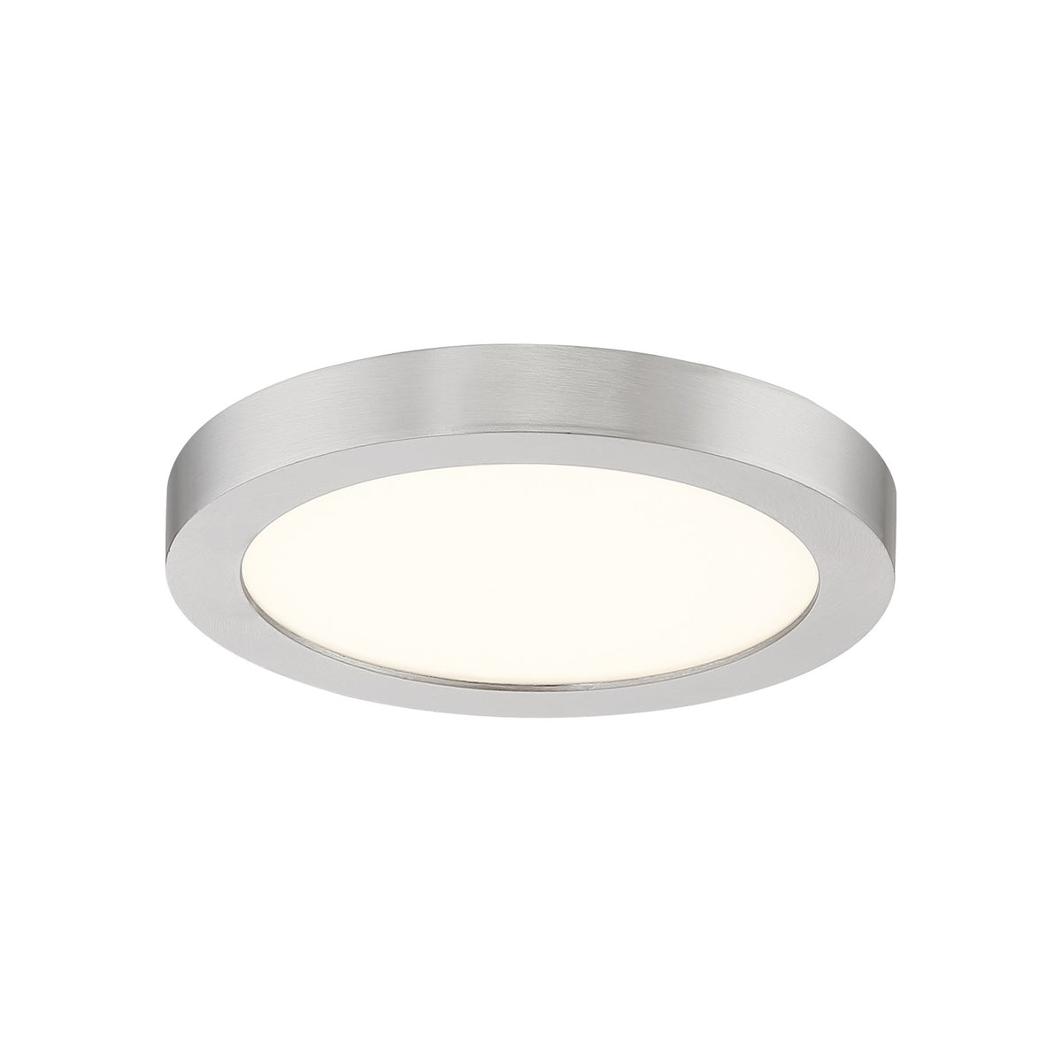Quoizel Outskirts 8in LED Flush Mount | Contemporary Brushed Nickel Aluminum and White Acrylic | Hallway & Entryway Ceiling Light | Model OST1708BN