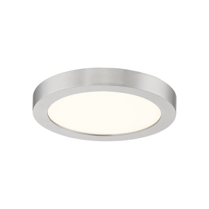 Quoizel Outskirts 8in LED Flush Mount | Contemporary Brushed Nickel Aluminum and White Acrylic | Hallway & Entryway Ceiling Light | Model OST1708BN