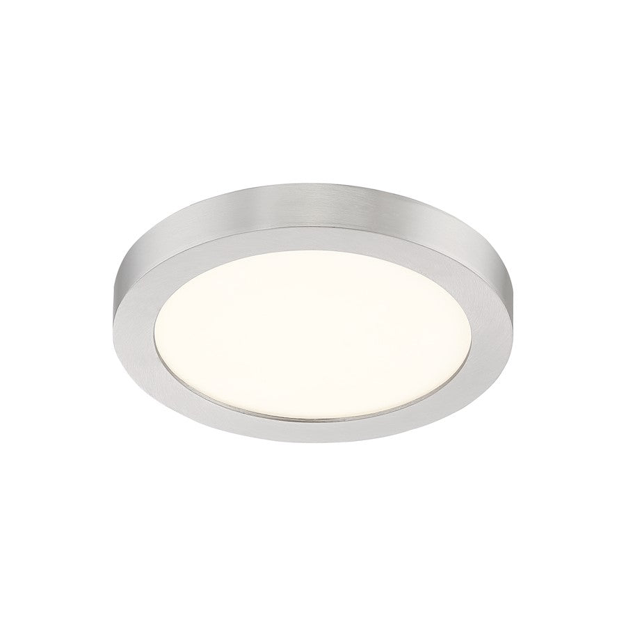 Quoizel Outskirts 8in LED Flush Mount | Contemporary Brushed Nickel Aluminum and White Acrylic | Hallway & Entryway Ceiling Light | Model OST1708BN