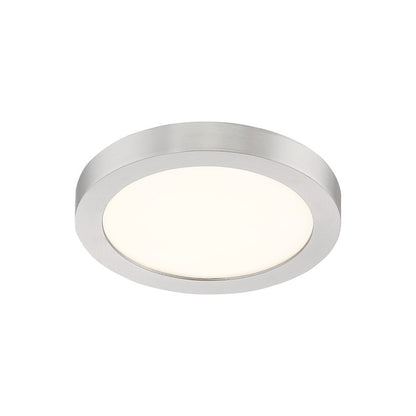 Quoizel Outskirts 8in LED Flush Mount | Contemporary Brushed Nickel Aluminum and White Acrylic | Hallway & Entryway Ceiling Light | Model OST1708BN