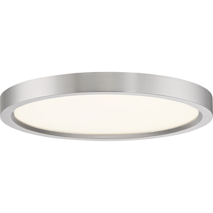 Quoizel Outskirts 11in LED Flush Mount | Modern Brushed Nickel and White Acrylic | Hallway & Bedroom Ceiling Light | 15W Dimmable | Model OST1711BN