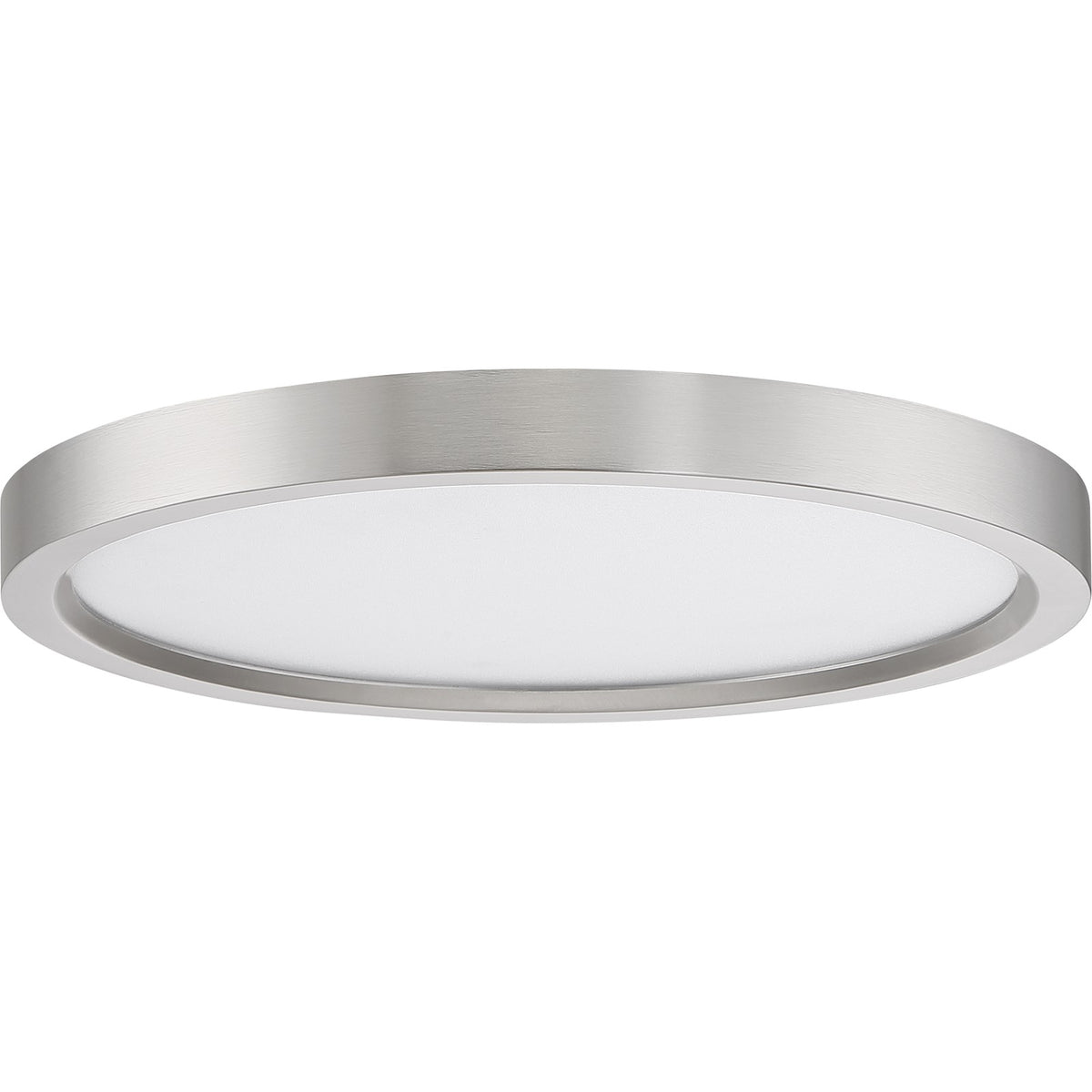 Quoizel Outskirts 11in LED Flush Mount | Modern Brushed Nickel and White Acrylic | Hallway & Bedroom Ceiling Light | 15W Dimmable | Model OST1711BN