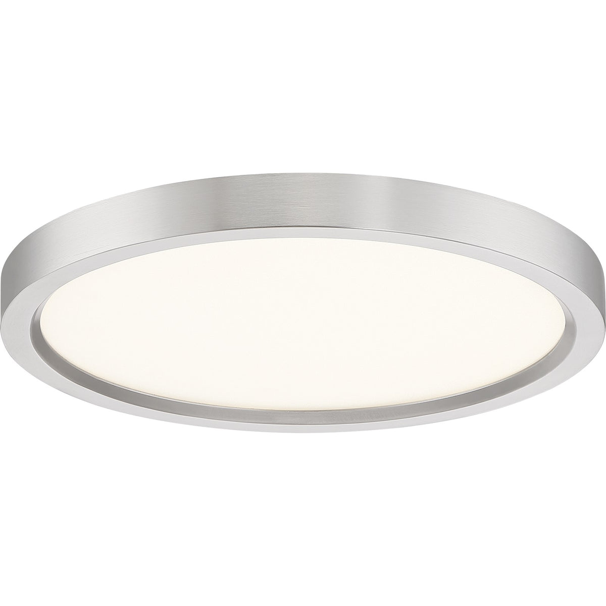 Quoizel Outskirts 11in LED Flush Mount | Modern Brushed Nickel and White Acrylic | Hallway & Bedroom Ceiling Light | 15W Dimmable | Model OST1711BN