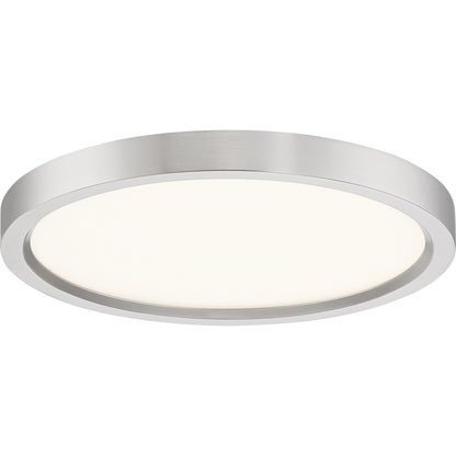 Quoizel Outskirts 11in LED Flush Mount | Modern Brushed Nickel and White Acrylic | Hallway & Bedroom Ceiling Light | 15W Dimmable | Model OST1711BN