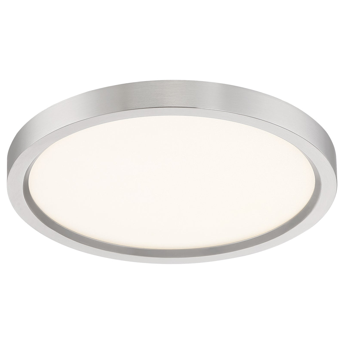 Quoizel Outskirts 11in LED Flush Mount | Modern Brushed Nickel and White Acrylic | Hallway & Bedroom Ceiling Light | 15W Dimmable | Model OST1711BN