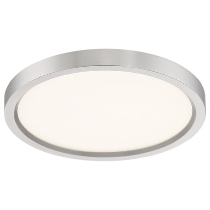Quoizel Outskirts 11in LED Flush Mount | Modern Brushed Nickel and White Acrylic | Hallway & Bedroom Ceiling Light | 15W Dimmable | Model OST1711BN