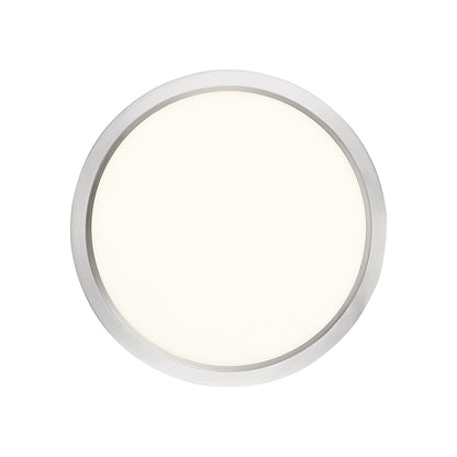 Quoizel Outskirts 11in LED Flush Mount | Modern Brushed Nickel and White Acrylic | Hallway & Bedroom Ceiling Light | 15W Dimmable | Model OST1711BN