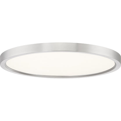 Quoizel Outskirts 15in LED Flush Mount | Modern Brushed Nickel and White Acrylic | Hallway & Bedroom Ceiling Light | 30W Dimmable | Model OST1715BN