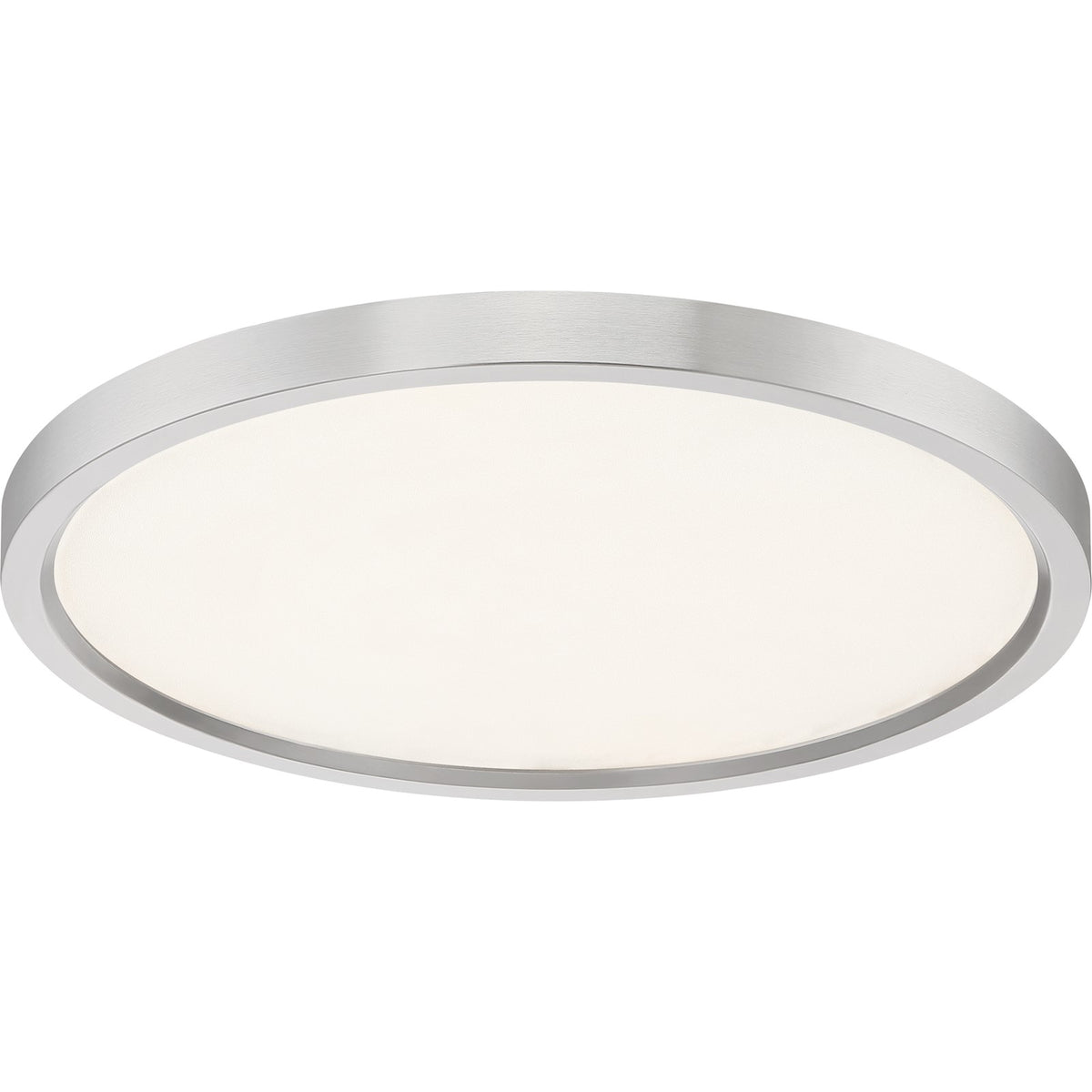 Quoizel Outskirts 15in LED Flush Mount | Modern Brushed Nickel and White Acrylic | Hallway & Bedroom Ceiling Light | 30W Dimmable | Model OST1715BN