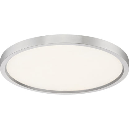 Quoizel Outskirts 15in LED Flush Mount | Modern Brushed Nickel and White Acrylic | Hallway & Bedroom Ceiling Light | 30W Dimmable | Model OST1715BN