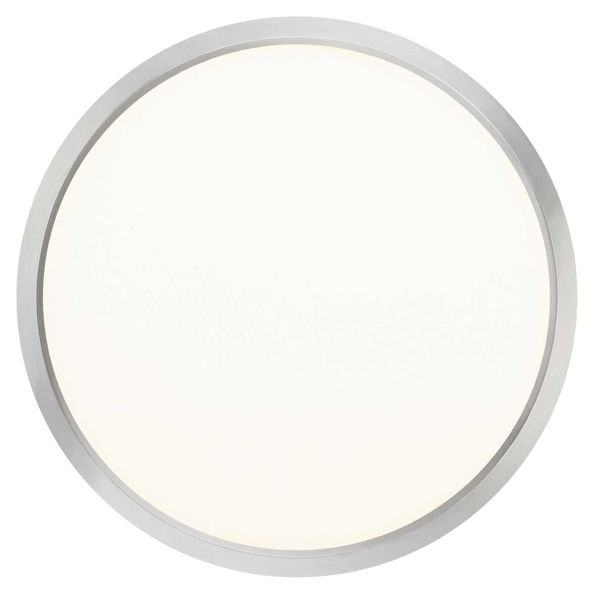 Quoizel Outskirts 15in LED Flush Mount | Modern Brushed Nickel and White Acrylic | Hallway & Bedroom Ceiling Light | 30W Dimmable | Model OST1715BN