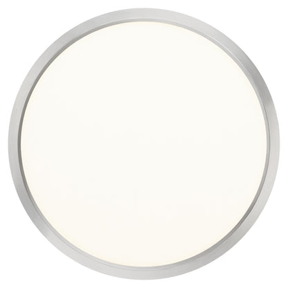 Quoizel Outskirts 15in LED Flush Mount | Modern Brushed Nickel and White Acrylic | Hallway & Bedroom Ceiling Light | 30W Dimmable | Model OST1715BN