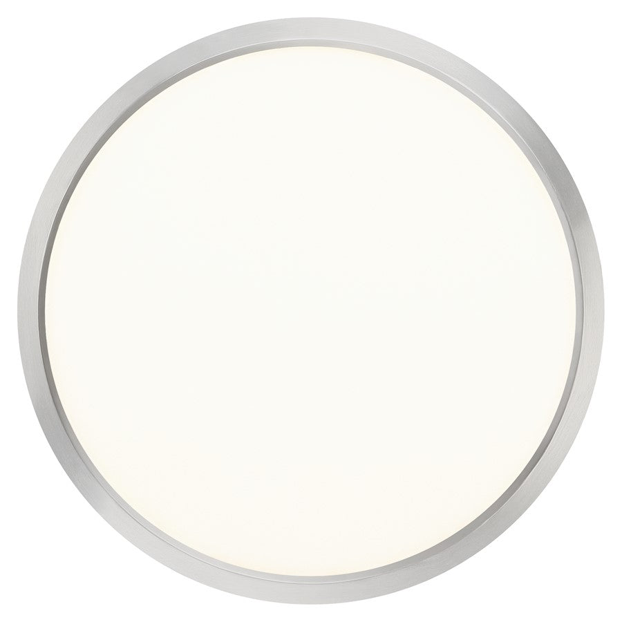 Quoizel Outskirts 15in LED Flush Mount | Modern Brushed Nickel and White Acrylic | Hallway & Bedroom Ceiling Light | 30W Dimmable | Model OST1715BN