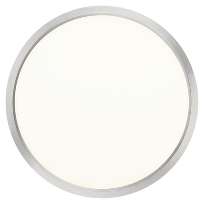 Quoizel Outskirts 15in LED Flush Mount | Modern Brushed Nickel and White Acrylic | Hallway & Bedroom Ceiling Light | 30W Dimmable | Model OST1715BN