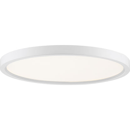 Quoizel Outskirts 15in LED Flush Mount | Contemporary Matte White and White Acrylic | Hallway & Bedroom Ceiling Light | Model OST1715W