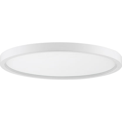Quoizel Outskirts 15in LED Flush Mount | Contemporary Matte White and White Acrylic | Hallway & Bedroom Ceiling Light | Model OST1715W