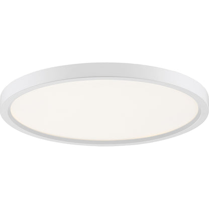 Quoizel Outskirts 15in LED Flush Mount | Contemporary Matte White and White Acrylic | Hallway & Bedroom Ceiling Light | Model OST1715W