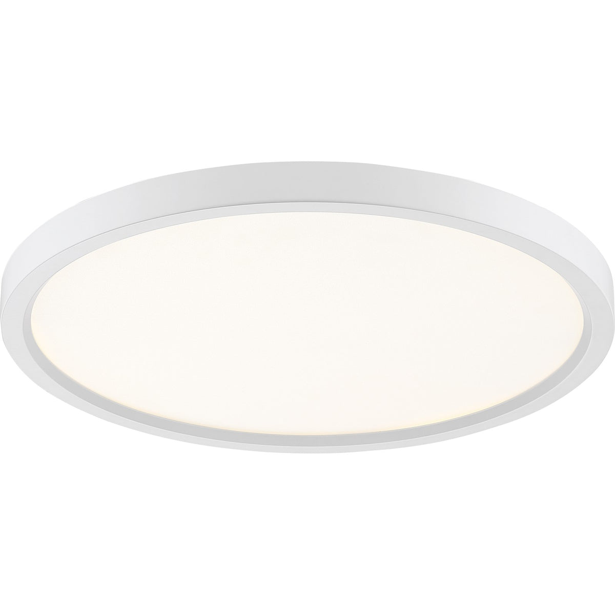 Quoizel Outskirts 15in LED Flush Mount | Contemporary Matte White and White Acrylic | Hallway & Bedroom Ceiling Light | Model OST1715W