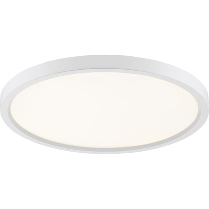 Quoizel Outskirts 15in LED Flush Mount | Contemporary Matte White and White Acrylic | Hallway & Bedroom Ceiling Light | Model OST1715W