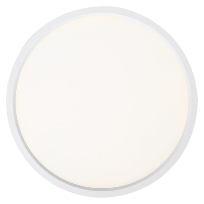 Quoizel Outskirts 15in LED Flush Mount | Contemporary Matte White and White Acrylic | Hallway & Bedroom Ceiling Light | Model OST1715W