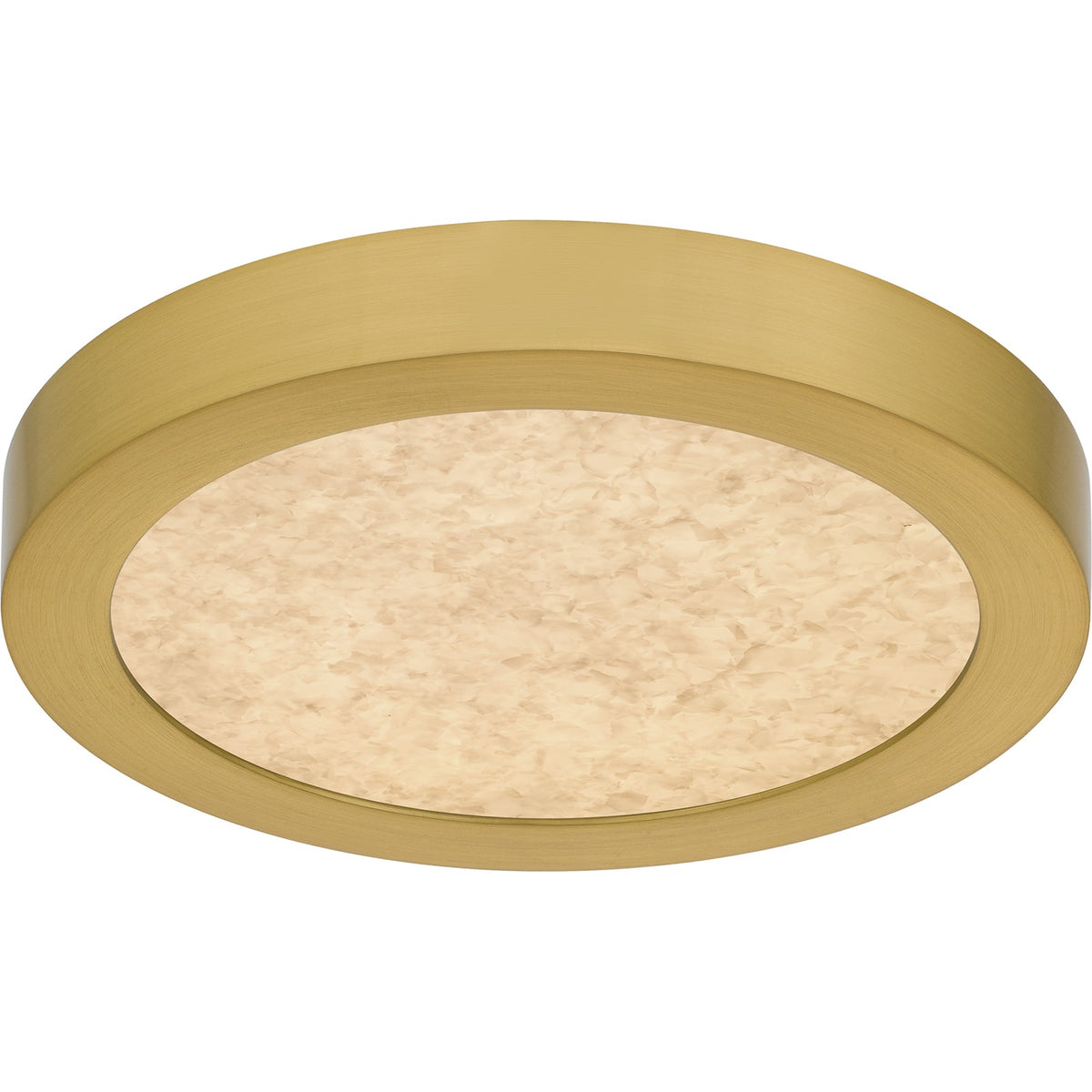 Quoizel Outskirts 8in Square LED Flush Mount | Modern Brushed Gold Aluminum and Alabaster Acrylic | Hallway & Entryway | Model OSTA1708BRG