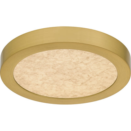 Quoizel Outskirts 8in Square LED Flush Mount | Modern Brushed Gold Aluminum and Alabaster Acrylic | Hallway & Entryway | Model OSTA1708BRG