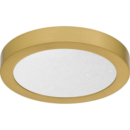Quoizel Outskirts 8in Square LED Flush Mount | Modern Brushed Gold Aluminum and Alabaster Acrylic | Hallway & Entryway | Model OSTA1708BRG