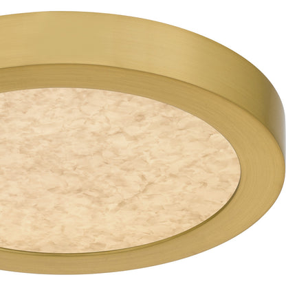 Quoizel Outskirts 8in Square LED Flush Mount | Modern Brushed Gold Aluminum and Alabaster Acrylic | Hallway & Entryway | Model OSTA1708BRG
