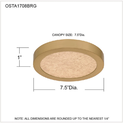Quoizel Outskirts 8in Square LED Flush Mount | Modern Brushed Gold Aluminum and Alabaster Acrylic | Hallway & Entryway | Model OSTA1708BRG