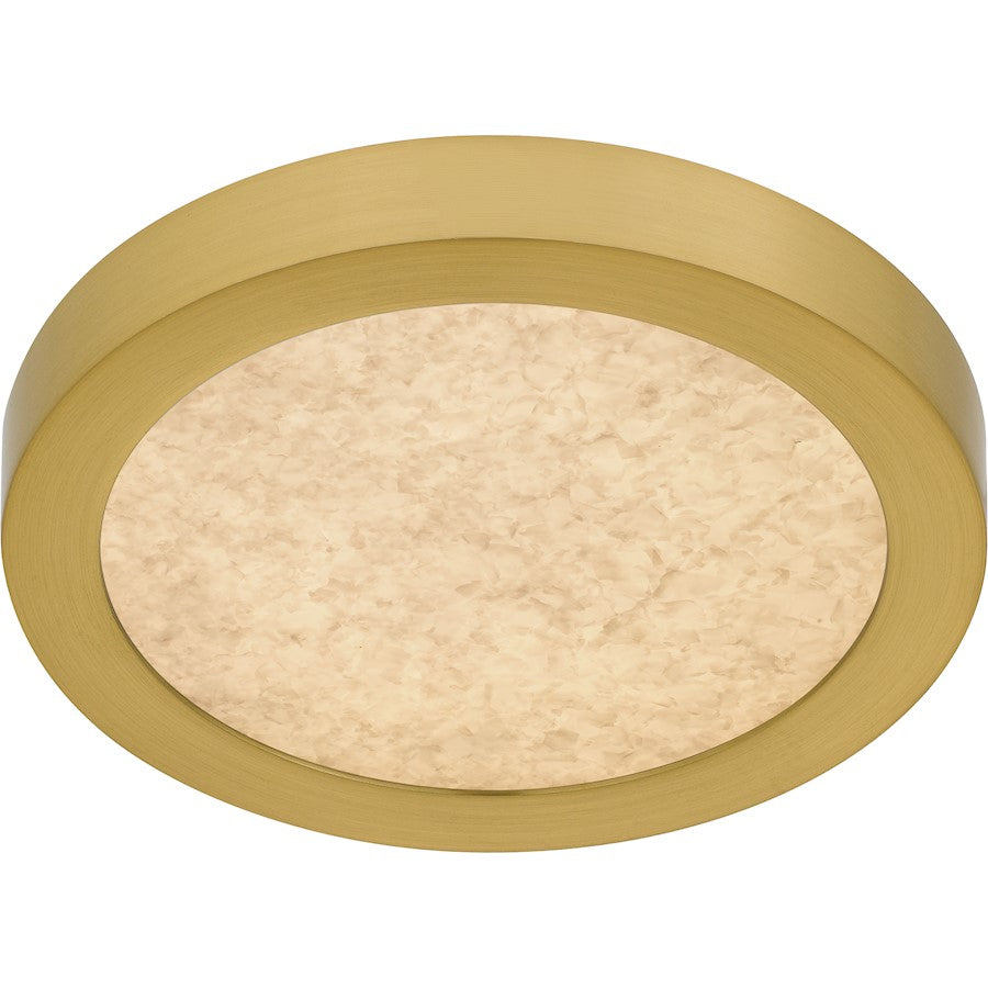 Quoizel Outskirts 8in Square LED Flush Mount | Modern Brushed Gold Aluminum and Alabaster Acrylic | Hallway & Entryway | Model OSTA1708BRG