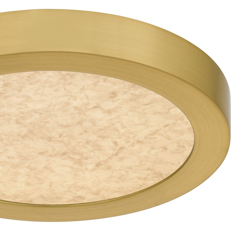 Quoizel Outskirts 8in Square LED Flush Mount | Modern Brushed Gold Aluminum and Alabaster Acrylic | Hallway & Entryway | Model OSTA1708BRG