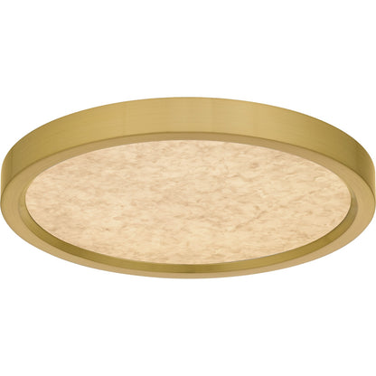 Quoizel Outskirts 11in Square LED Flush Mount | Modern Brushed Gold Aluminum and Alabaster Acrylic | Bedroom & Hallway | Model OSTA1711BRG