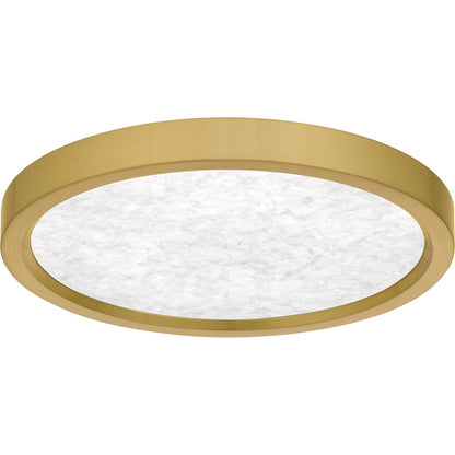 Quoizel Outskirts 11in Square LED Flush Mount | Modern Brushed Gold Aluminum and Alabaster Acrylic | Bedroom & Hallway | Model OSTA1711BRG