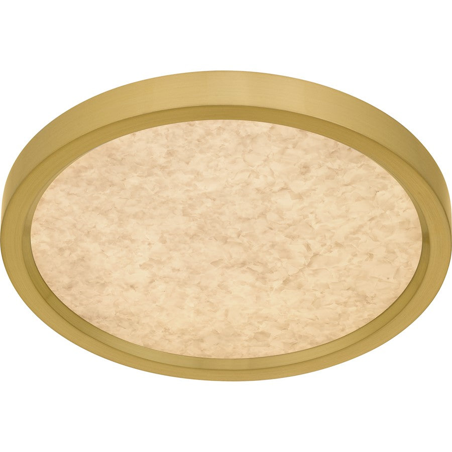 Quoizel Outskirts 11in Square LED Flush Mount | Modern Brushed Gold Aluminum and Alabaster Acrylic | Bedroom & Hallway | Model OSTA1711BRG