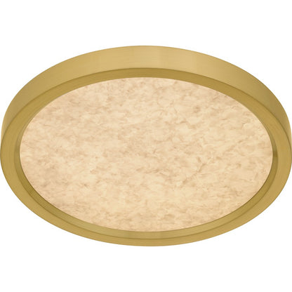 Quoizel Outskirts 11in Square LED Flush Mount | Modern Brushed Gold Aluminum and Alabaster Acrylic | Bedroom & Hallway | Model OSTA1711BRG