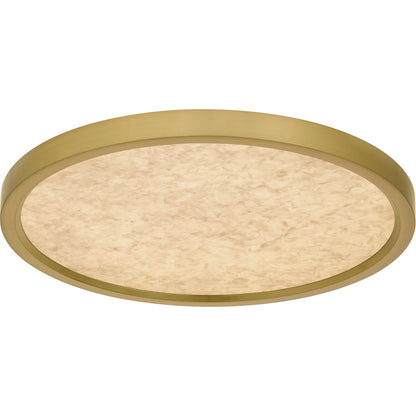 Quoizel Outskirts 15in Square LED Flush Mount | Modern Brushed Gold Aluminum and Alabaster Acrylic | Kitchen & Bedroom | Model OSTA1715BRG