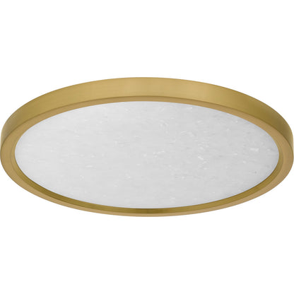 Quoizel Outskirts 15in Square LED Flush Mount | Modern Brushed Gold Aluminum and Alabaster Acrylic | Kitchen & Bedroom | Model OSTA1715BRG