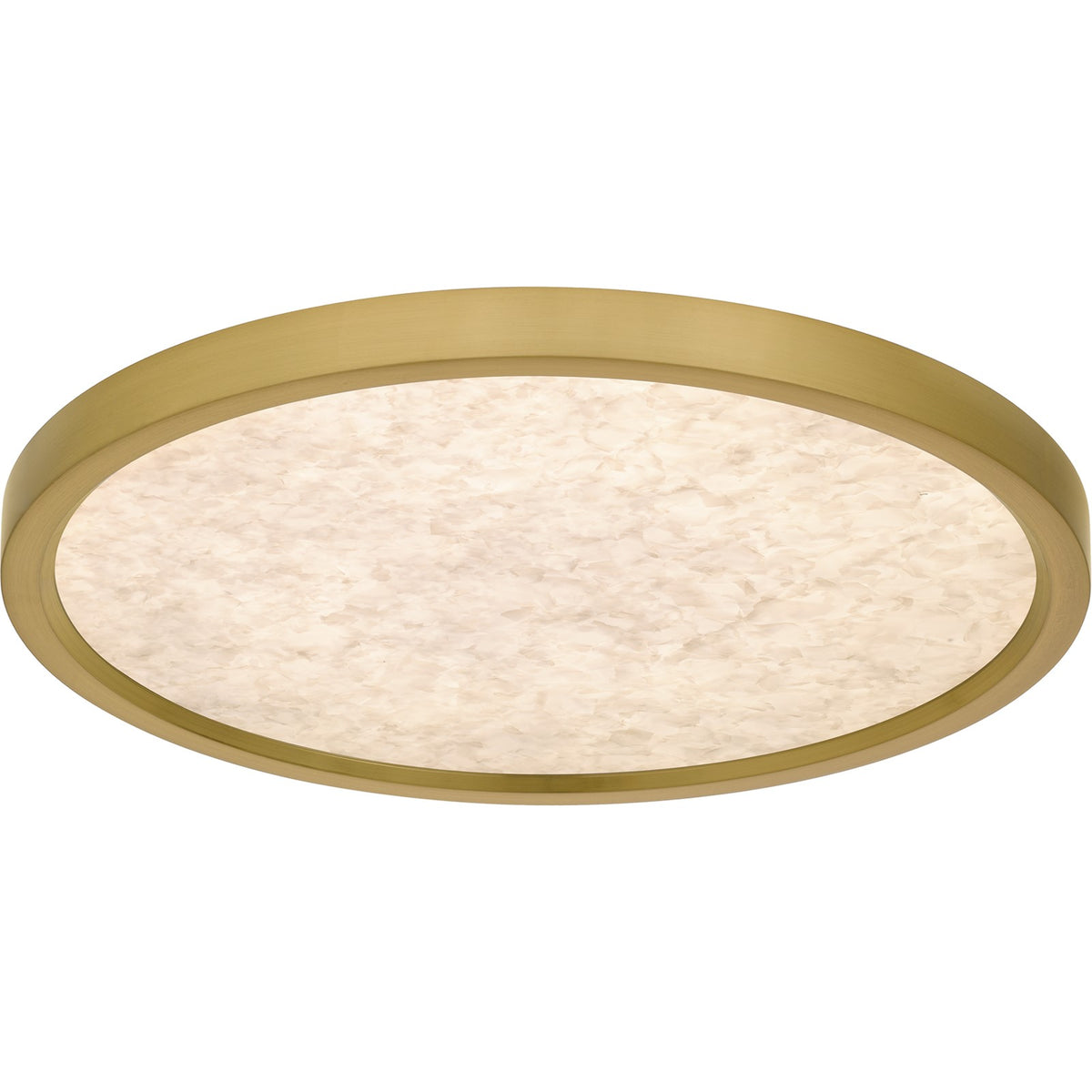 Quoizel Outskirts 15in Square LED Flush Mount | Modern Brushed Gold Aluminum and Alabaster Acrylic | Kitchen & Bedroom | Model OSTA1715BRG