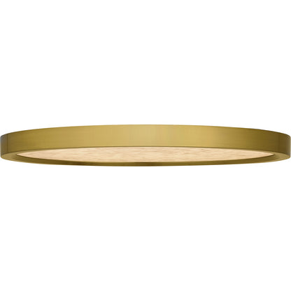 Quoizel Outskirts 15in Square LED Flush Mount | Modern Brushed Gold Aluminum and Alabaster Acrylic | Kitchen & Bedroom | Model OSTA1715BRG