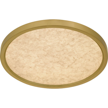 Quoizel Outskirts 15in Square LED Flush Mount | Modern Brushed Gold Aluminum and Alabaster Acrylic | Kitchen & Bedroom | Model OSTA1715BRG
