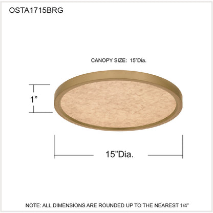 Quoizel Outskirts 15in Square LED Flush Mount | Modern Brushed Gold Aluminum and Alabaster Acrylic | Kitchen & Bedroom | Model OSTA1715BRG