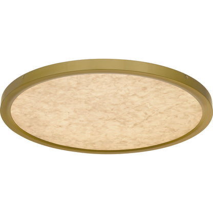Quoizel Outskirts 20in LED Flush Mount | Modern Brushed Gold and Alabaster Acrylic | Bedroom & Hallway | 20 x 20 x 1 in | Model OSTA1720BRG