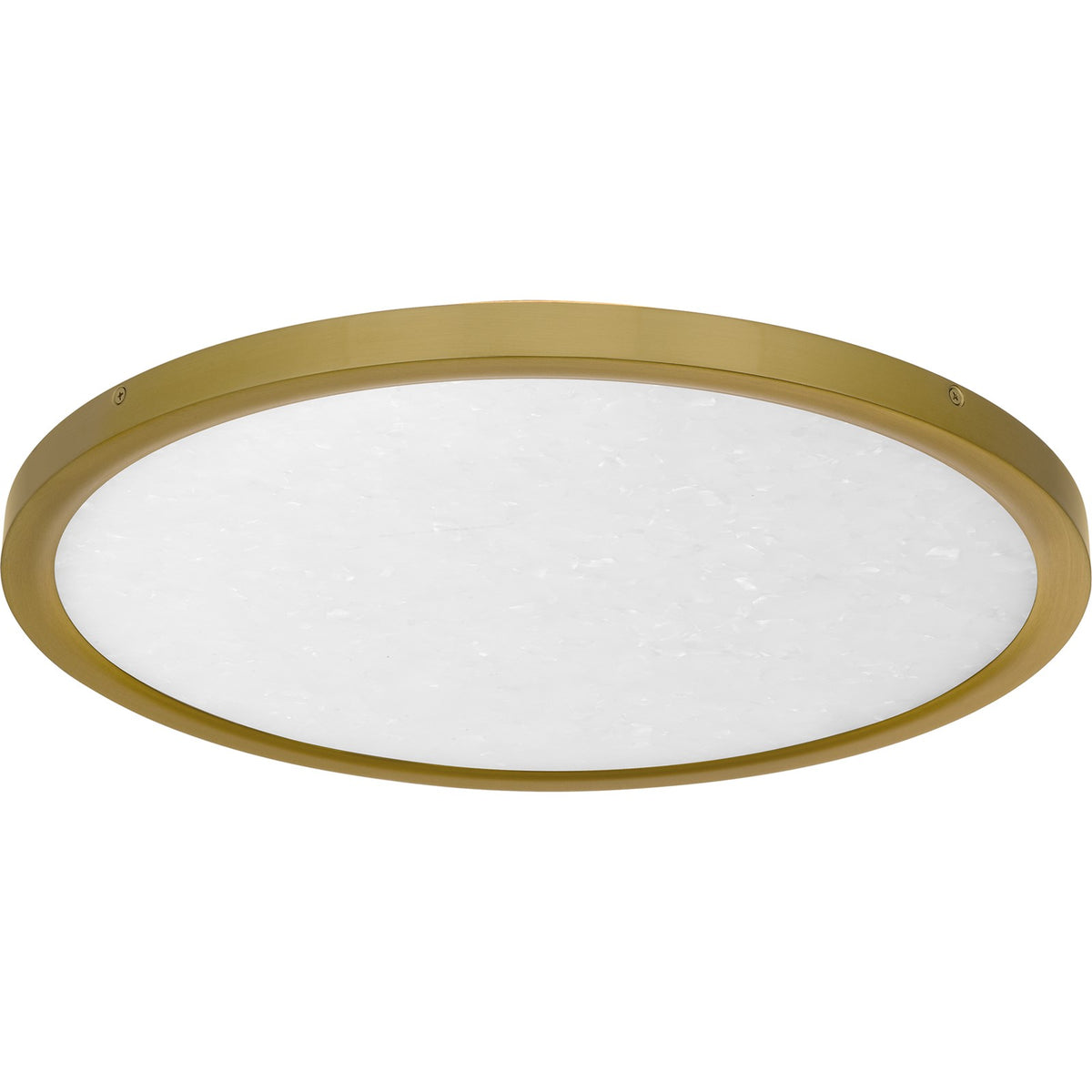 Quoizel Outskirts 20in LED Flush Mount | Modern Brushed Gold and Alabaster Acrylic | Bedroom & Hallway | 20 x 20 x 1 in | Model OSTA1720BRG