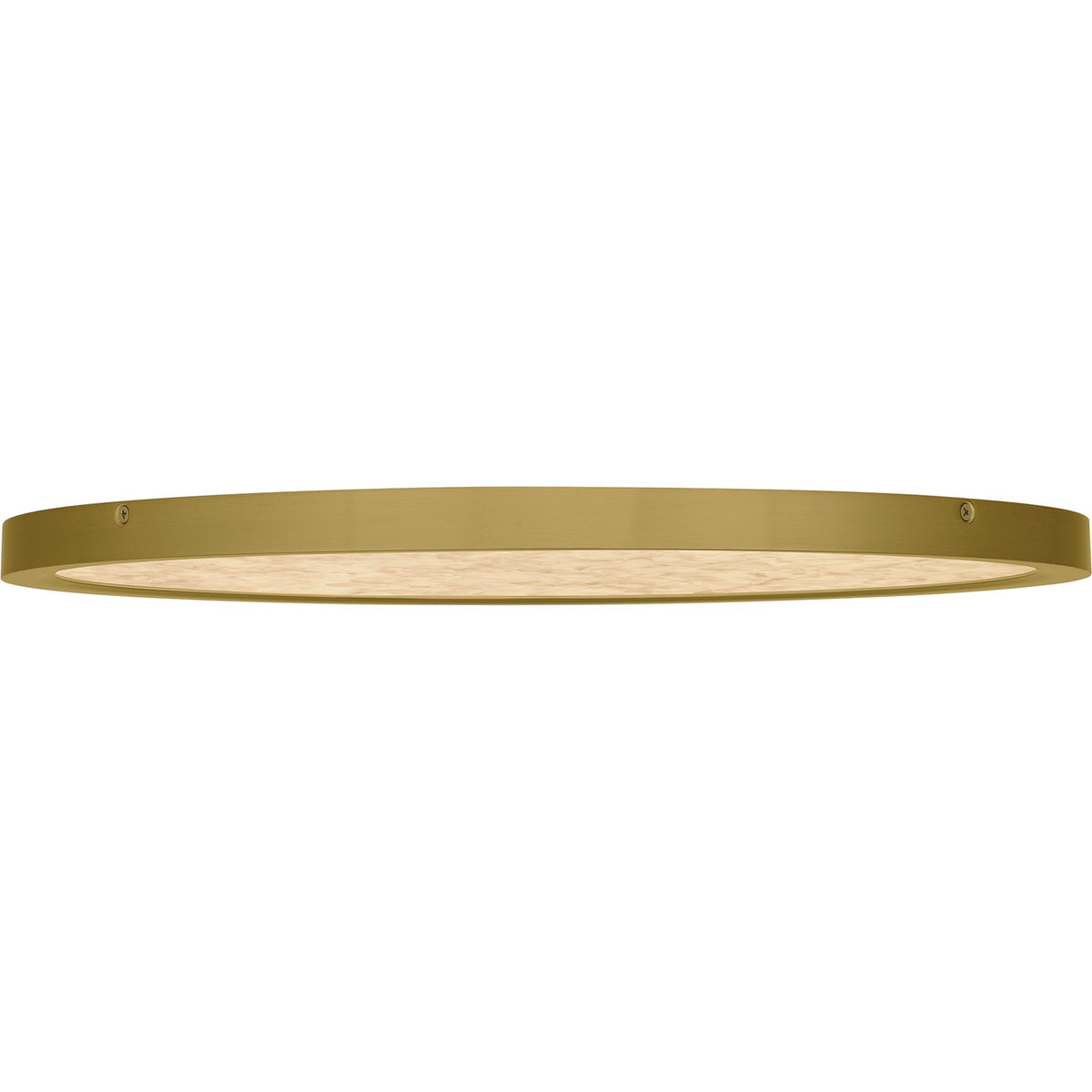 Quoizel Outskirts 20in LED Flush Mount | Modern Brushed Gold and Alabaster Acrylic | Bedroom & Hallway | 20 x 20 x 1 in | Model OSTA1720BRG